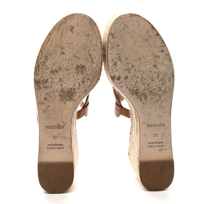 Hermes Nappa Ithea Espadrille Wedge Sandals 39 Naturel 7 of 10