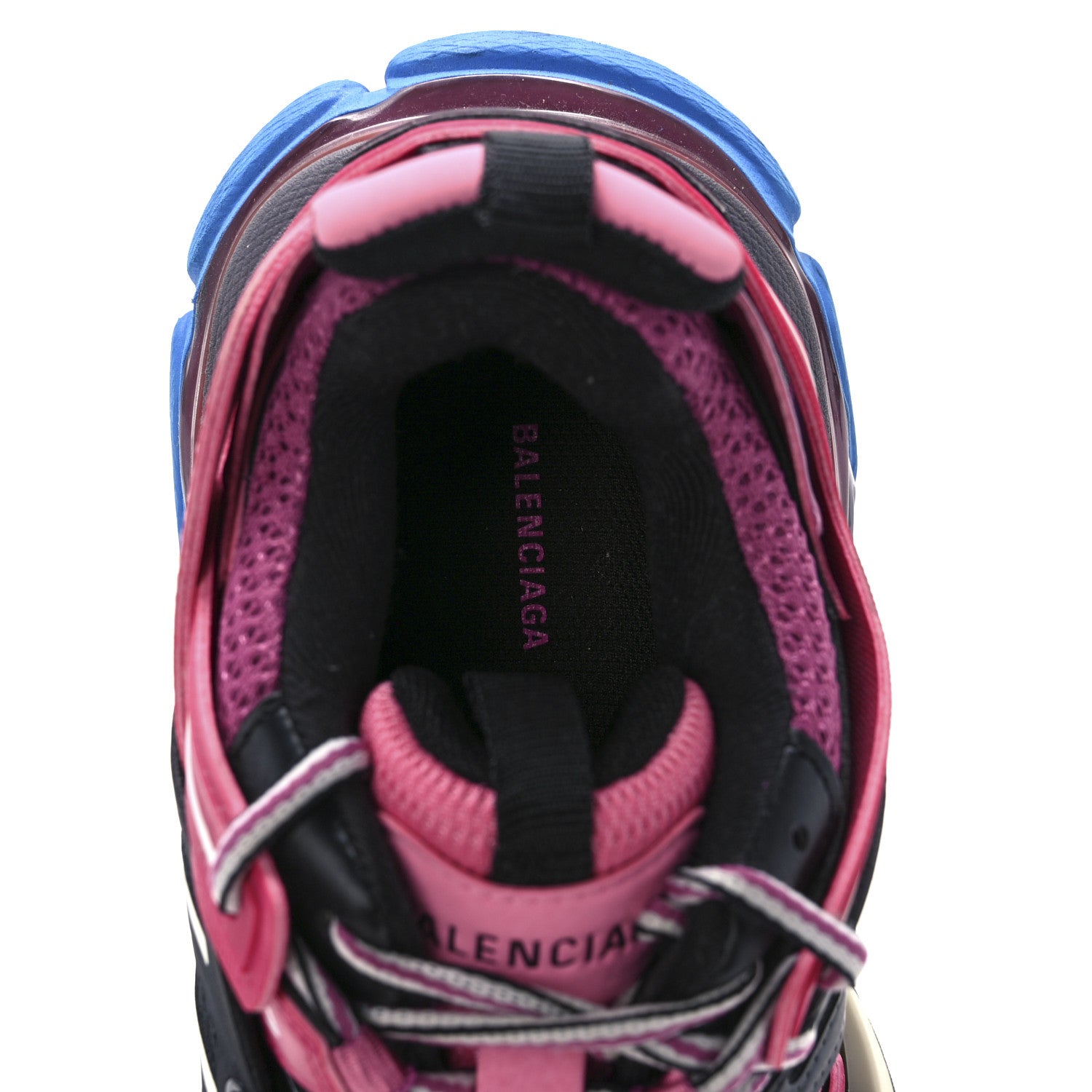 Balenciaga Mesh Nylon Metallic Fabric Womens Track Sneakers 37 Pink Blue 6 of 7