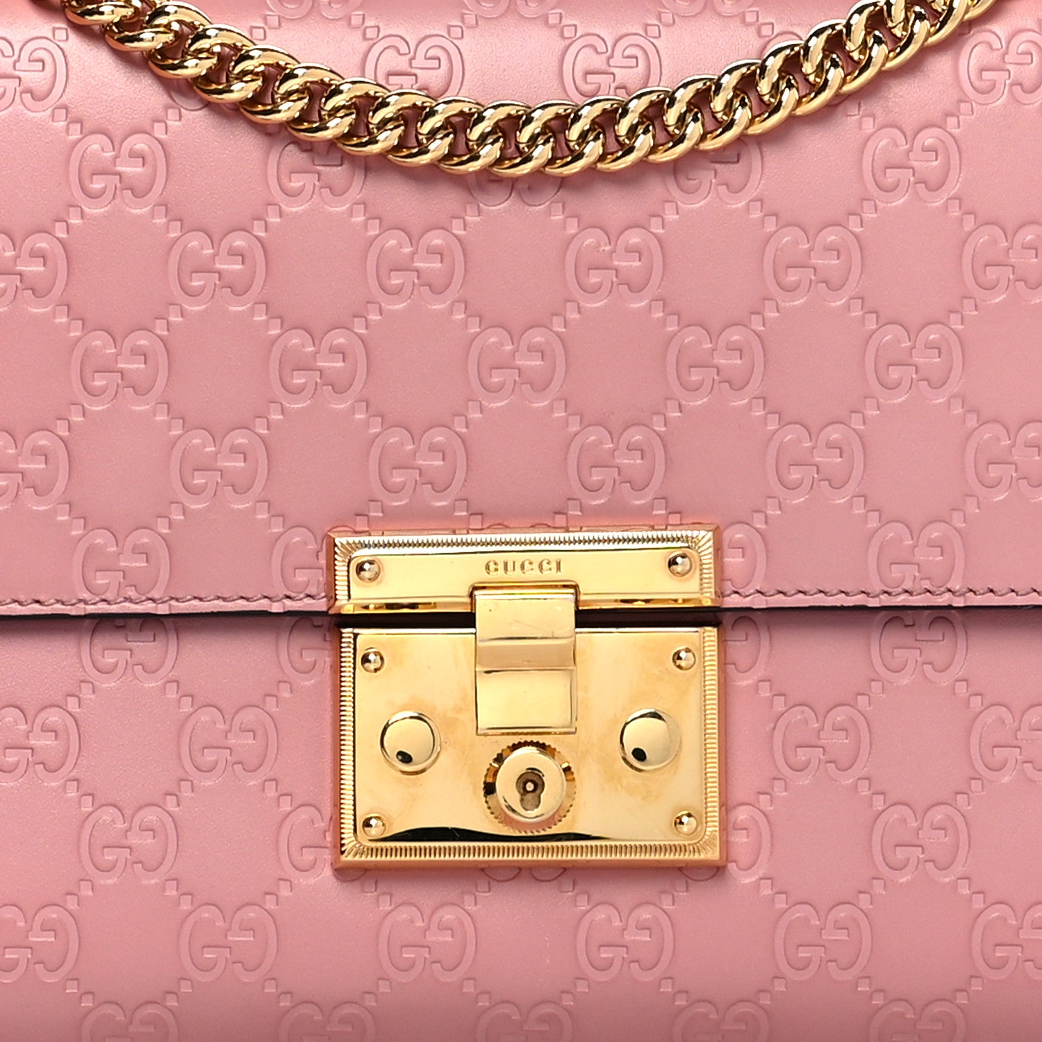 Gucci Guccissima Signature Medium Padlock Shoulder Bag Rose Baby Candy 8 of 12