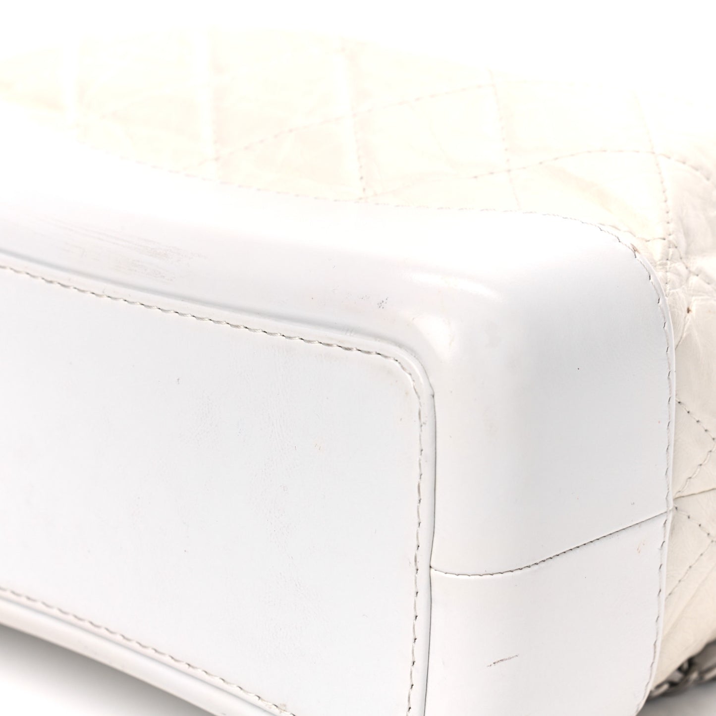 Aged Calfskin Quilted Small Gabrielle Backpack White
