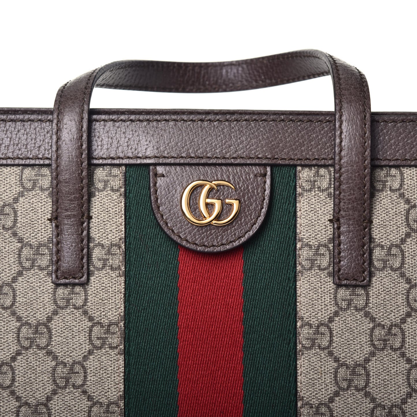 GG Supreme Monogram Web Ophidia Vertical Tote Brown