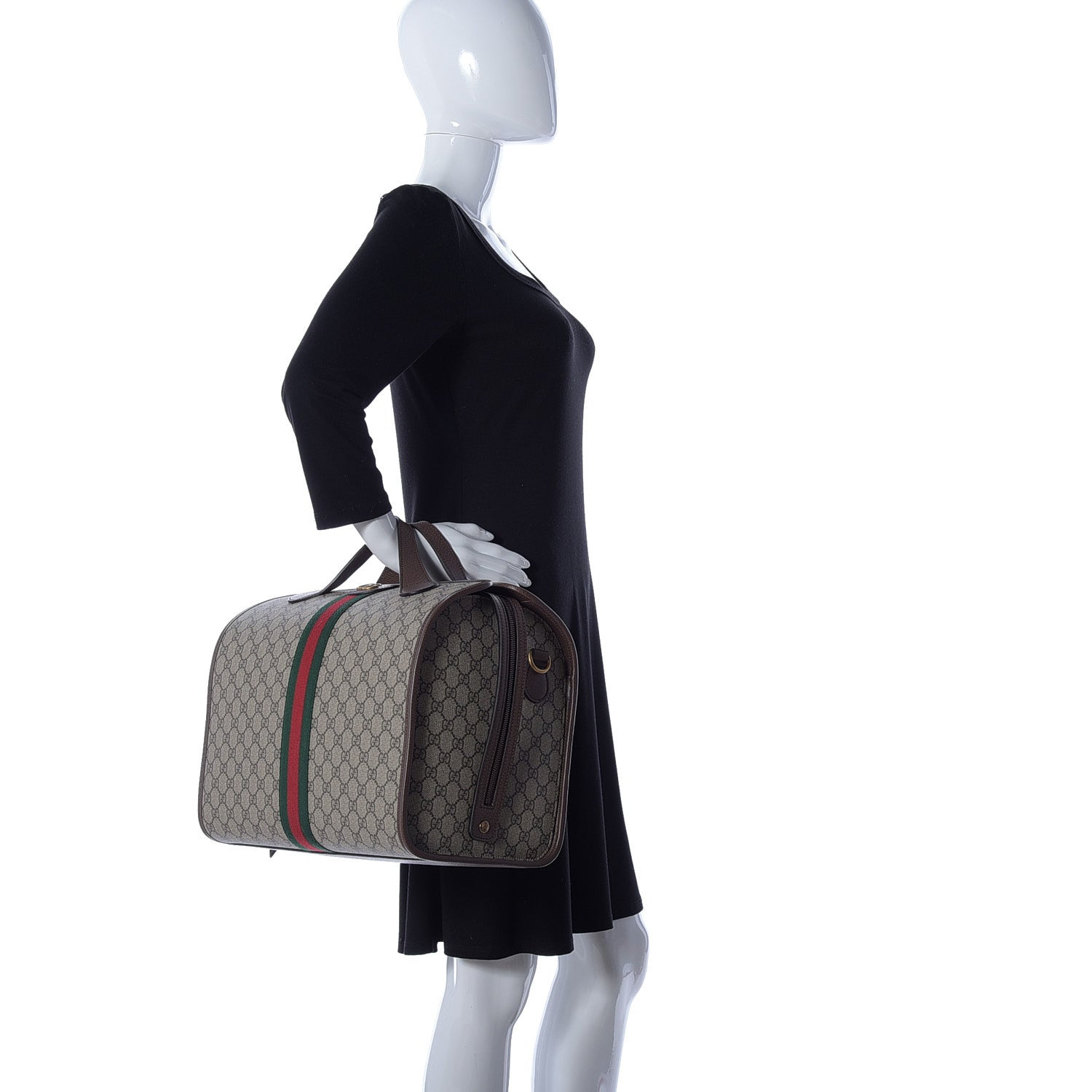Gucci GG Supreme Monogram Web Ophidia Duffle Bag Beige New Acero 3 of 9