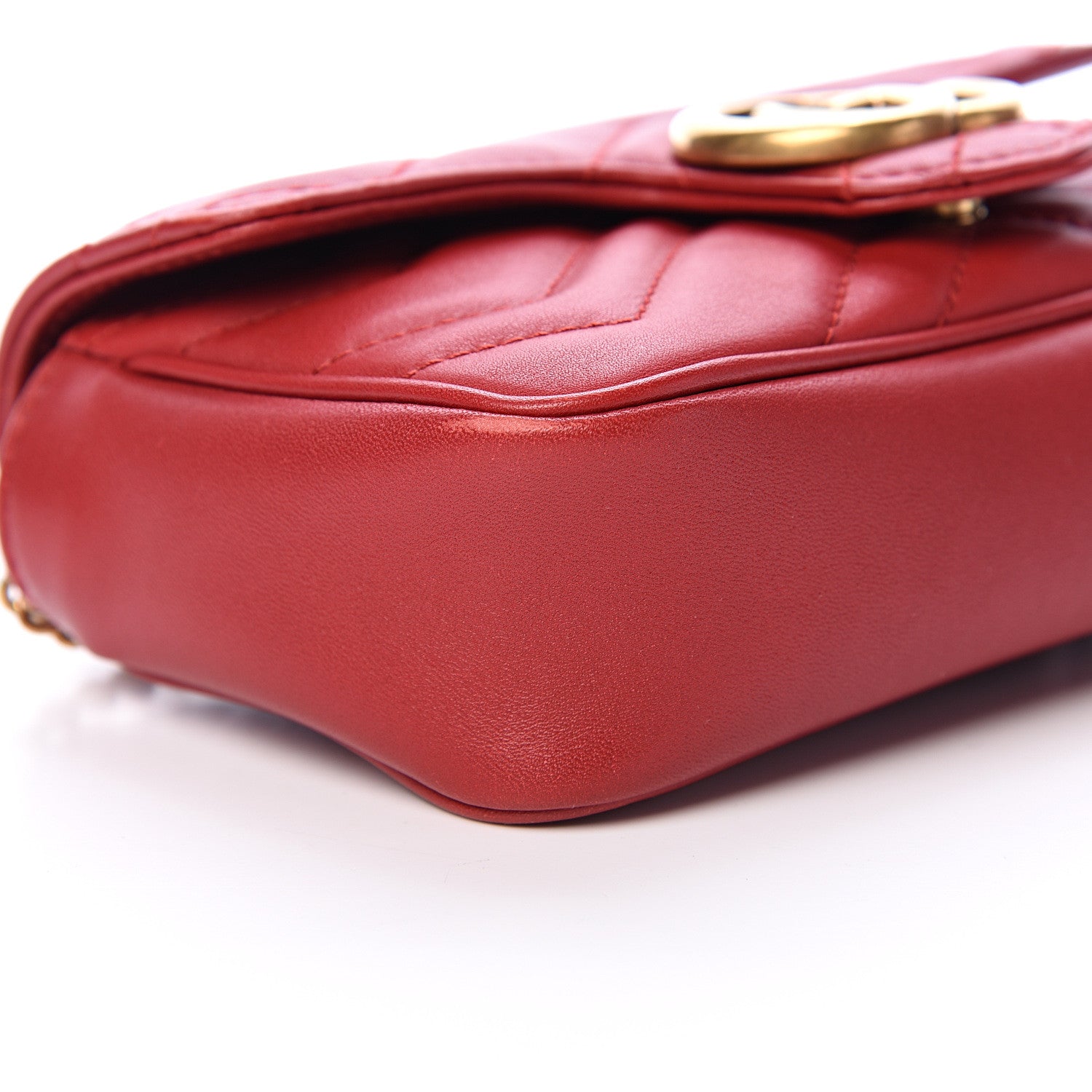 Gucci Calfskin Matelasse Super Mini GG Marmont Shoulder Bag Hibiscus Red 8 of 14
