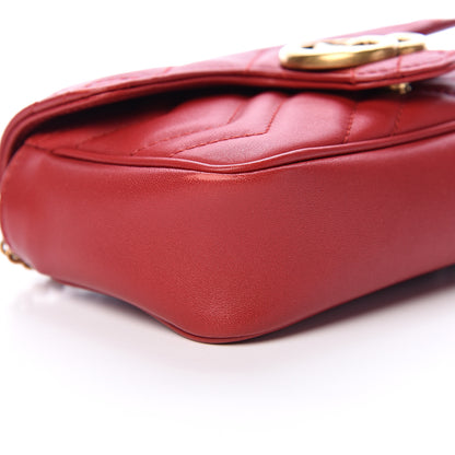 Gucci Calfskin Matelasse Super Mini GG Marmont Shoulder Bag Hibiscus Red 8 of 14