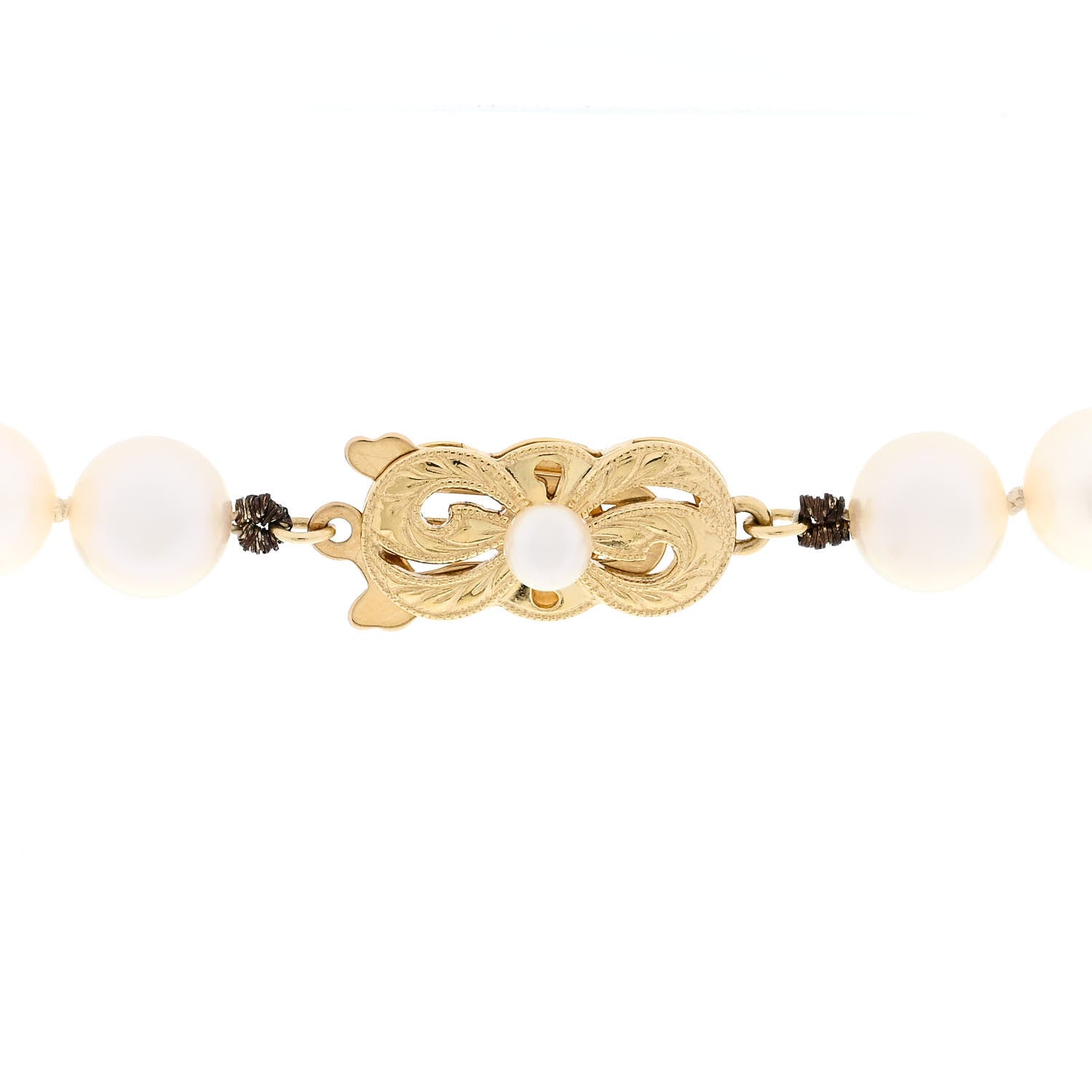 Mikimoto 18K Yellow Gold Akoya Cultured Pearl 7-7.5mm Strand Necklace 14" 5 of 5