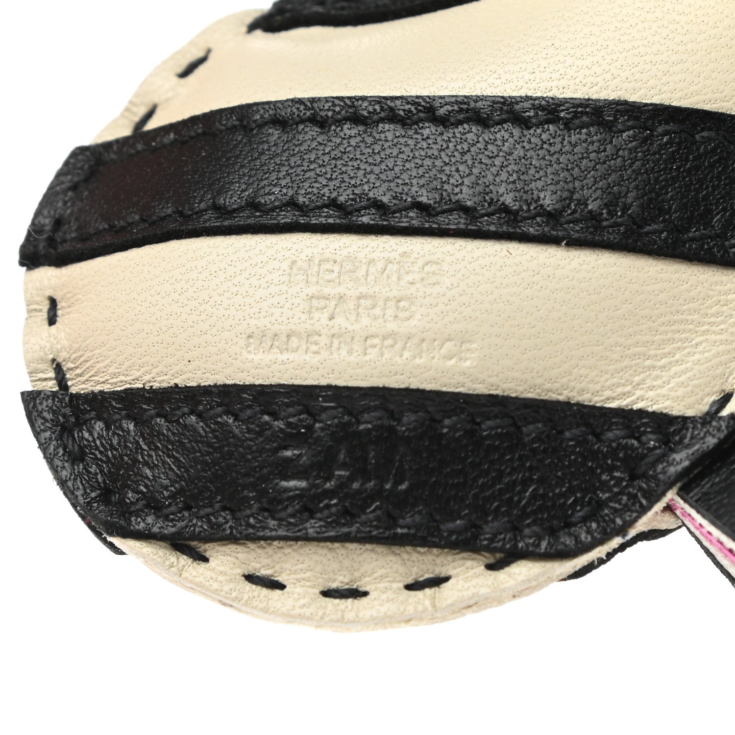 Hermes Milo Lambskin Geegee Savannah Bag Charm Craie Black Rose Mexico 3 of 3