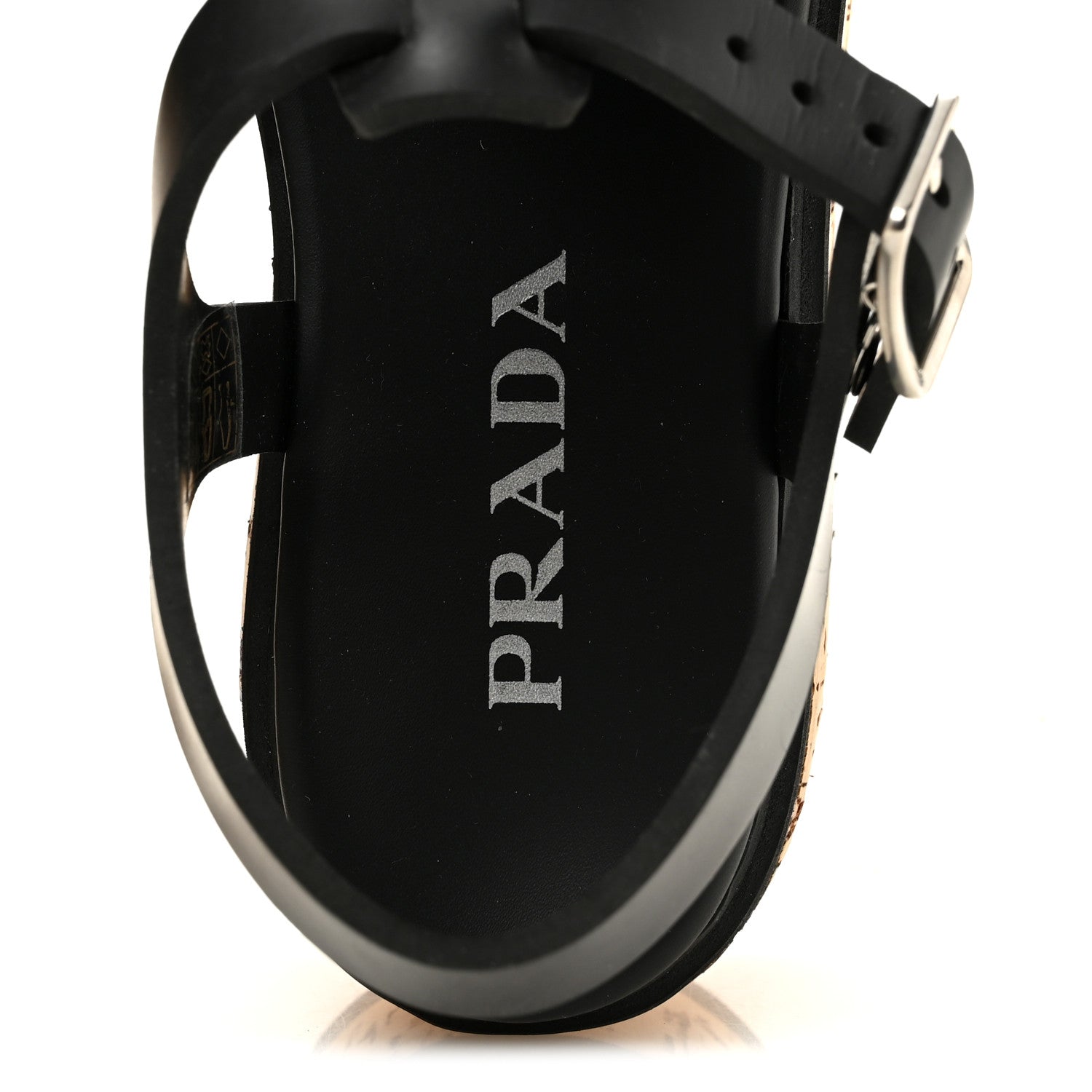 Prada Foam Rubber Cork Triangle Logo Platform Cage Sandals  40 Black 7 of 10
