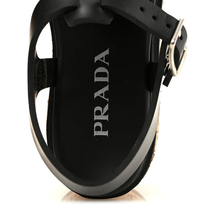 Prada Foam Rubber Cork Triangle Logo Platform Cage Sandals  40 Black 7 of 10
