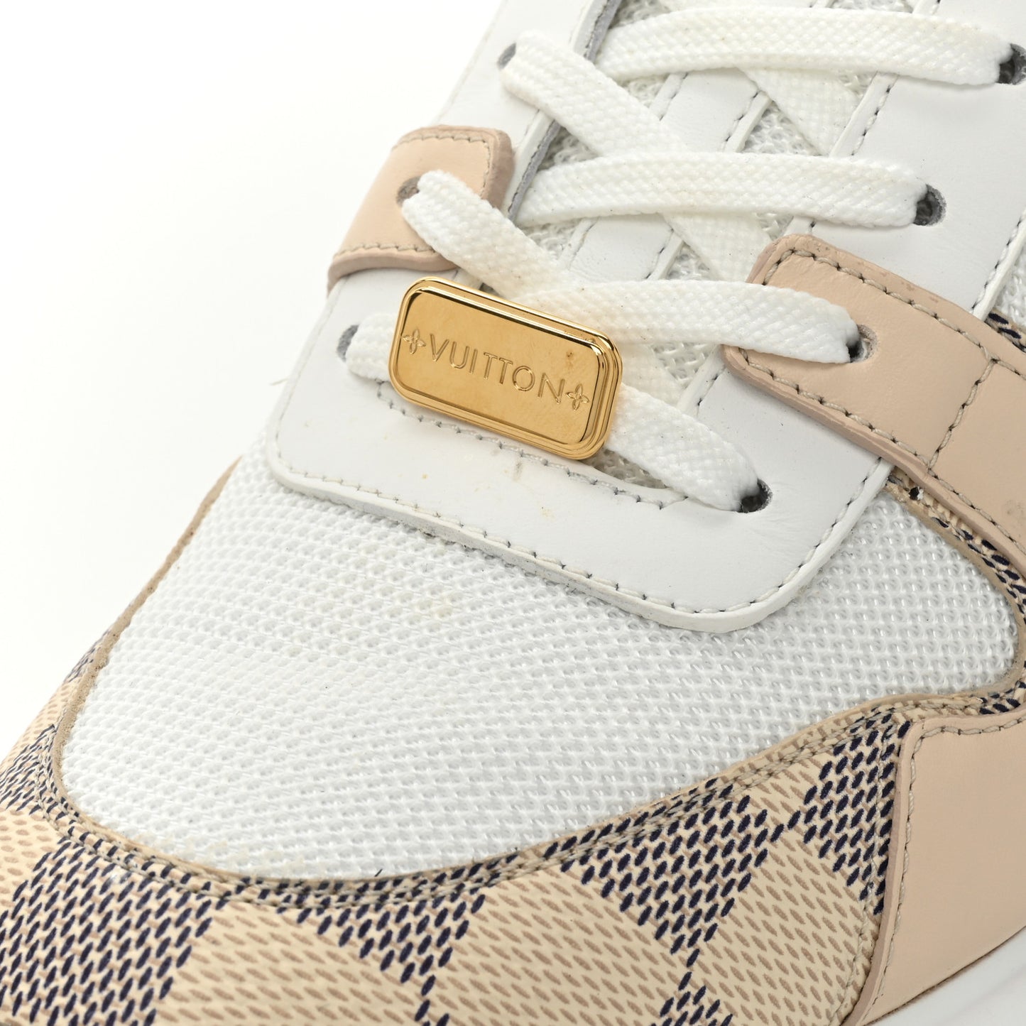 Calfskin Damier Azur Run Away Sneakers 37.5 White