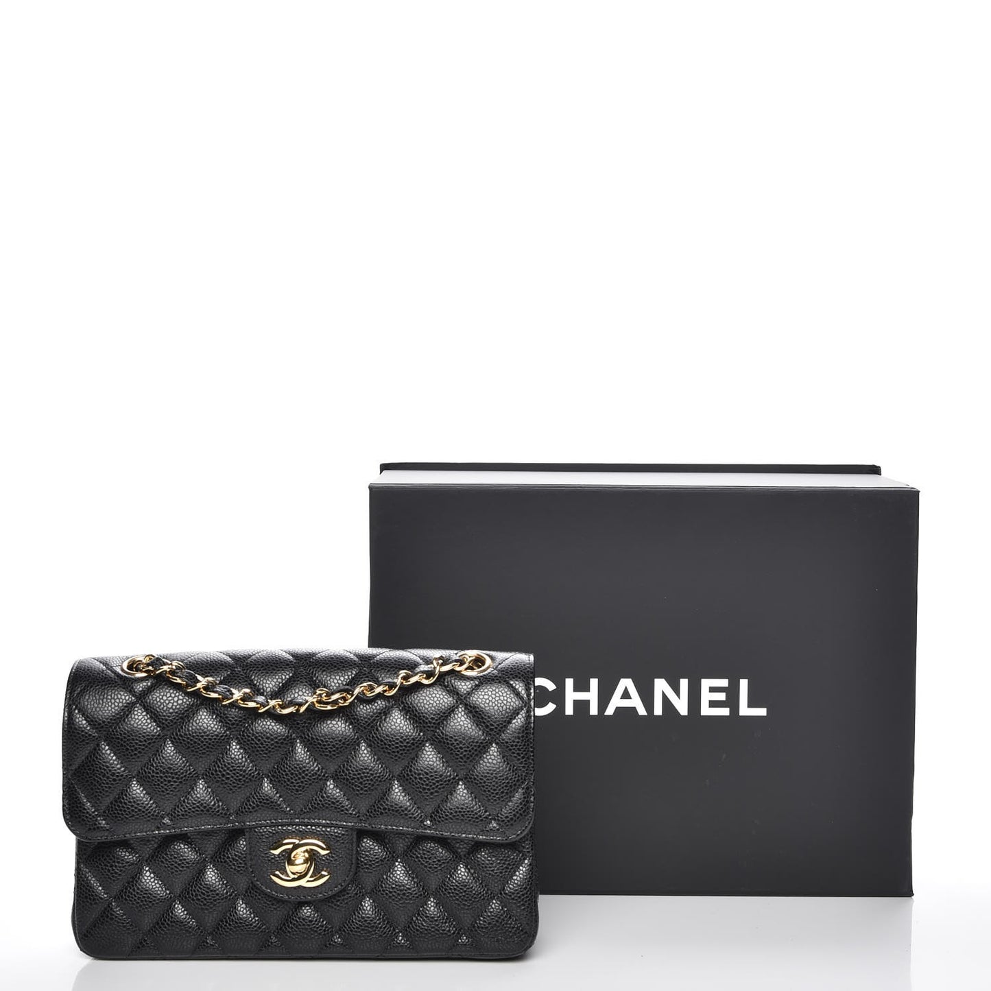 Caviar Quilted Small Double Flap Black