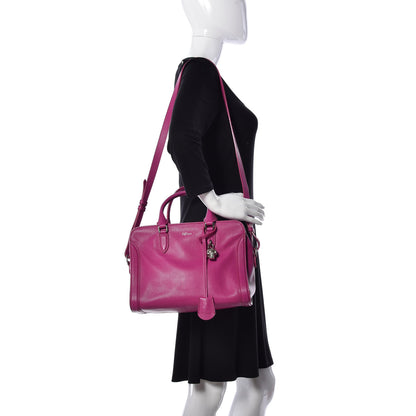 Alexander McQueen Pebbled Calfskin Skull Padlock Zip Around Tote Bouganville 1 of 9