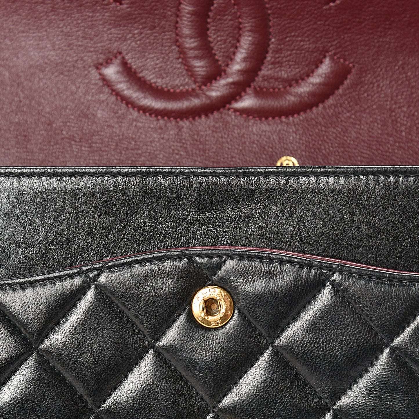 Lambskin Quilted Medium Double Flap Black