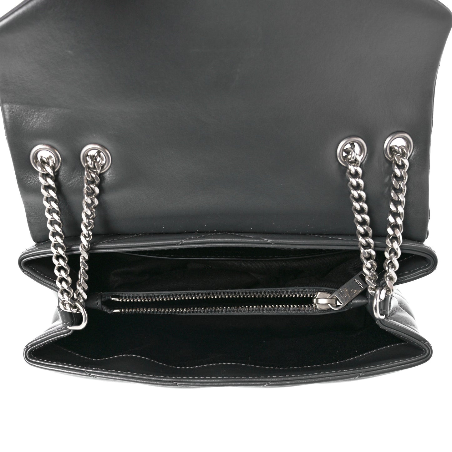 Calfskin Y Quilted Monogram Small Loulou Chain Satchel Pebble