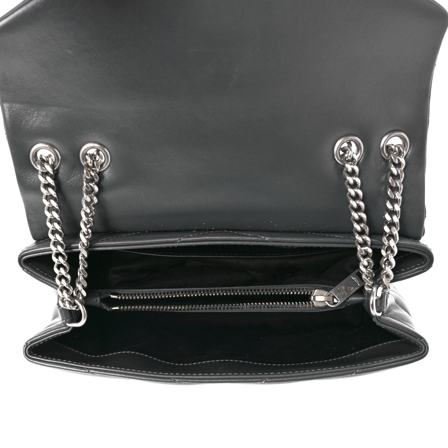 Saint Laurent Calfskin Y Quilted Monogram Small Loulou Chain Satchel Pebble 4 of 11