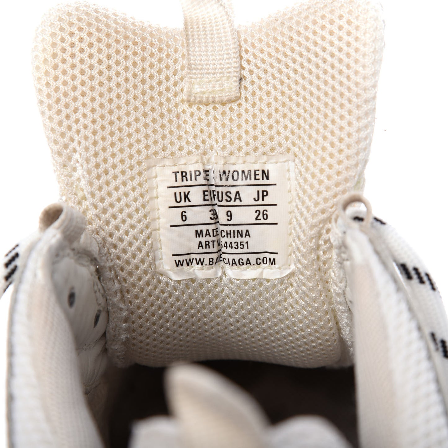 Fabric Mesh Clear Sole Womens Triple S Sneakers 39 White