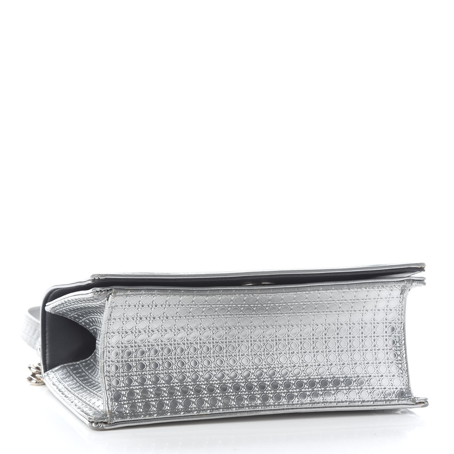 Christian Dior Metallic Patent Micro-Cannage Small Diorama Flap Bag Silver 4 of 8