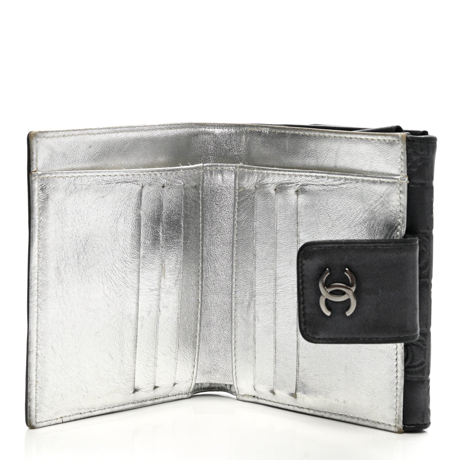 Chanel Metallic Lambskin Precious Symbols French Wallet Dark Silver 5 of 12