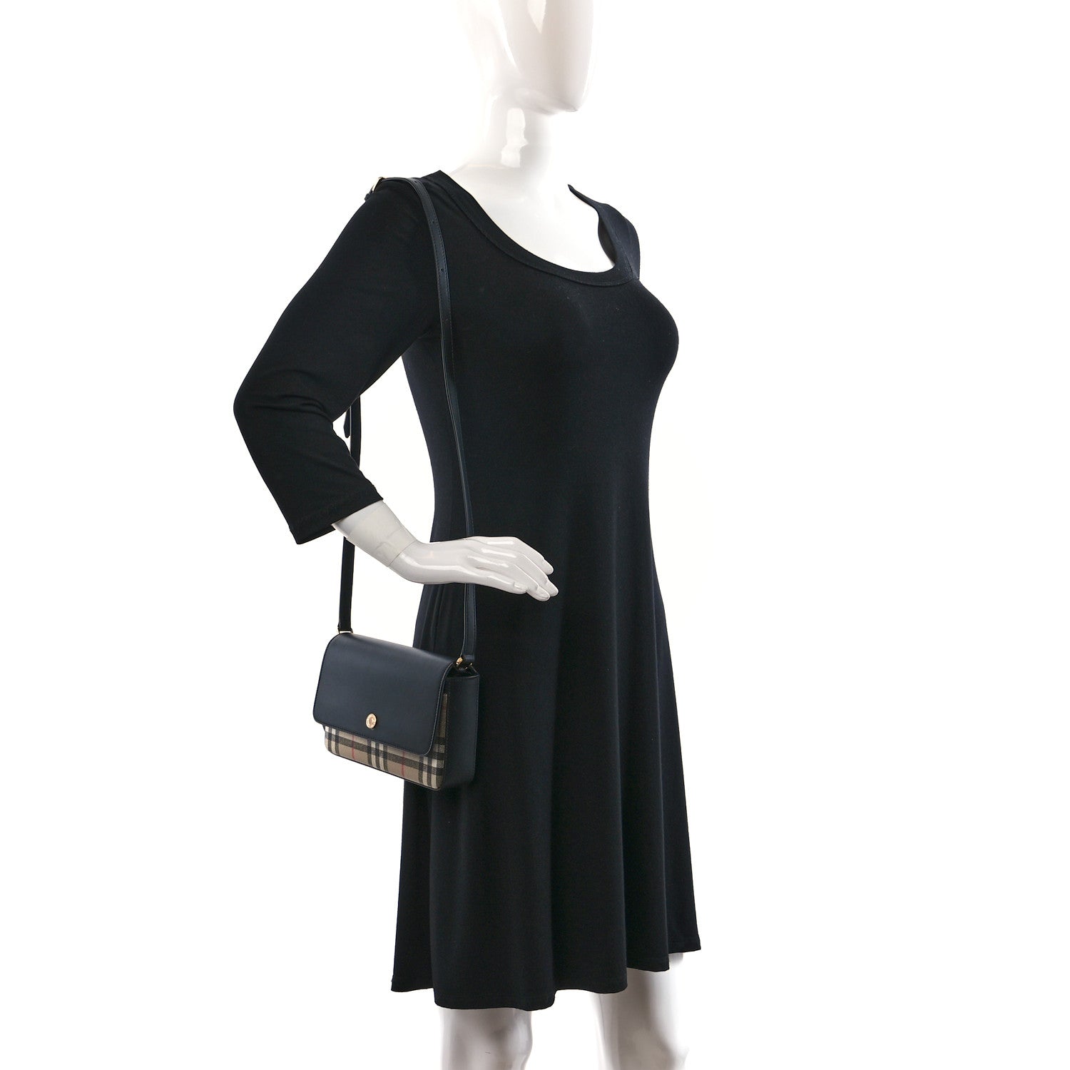 Burberry Calfskin Vintage Check New Hampshire Bag Black 2 of 12