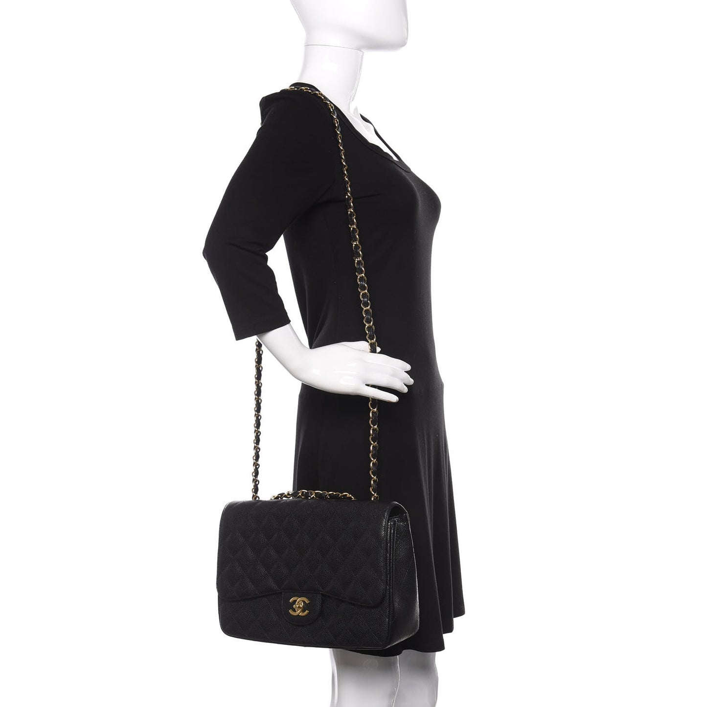 Caviar Quilted Jumbo Single Flap Black