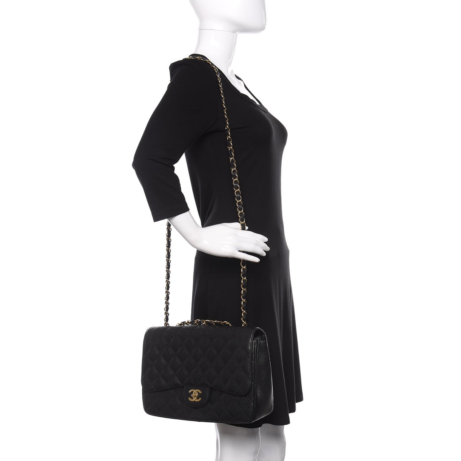Chanel Caviar Quilted Jumbo Single Flap Black 2 of 11