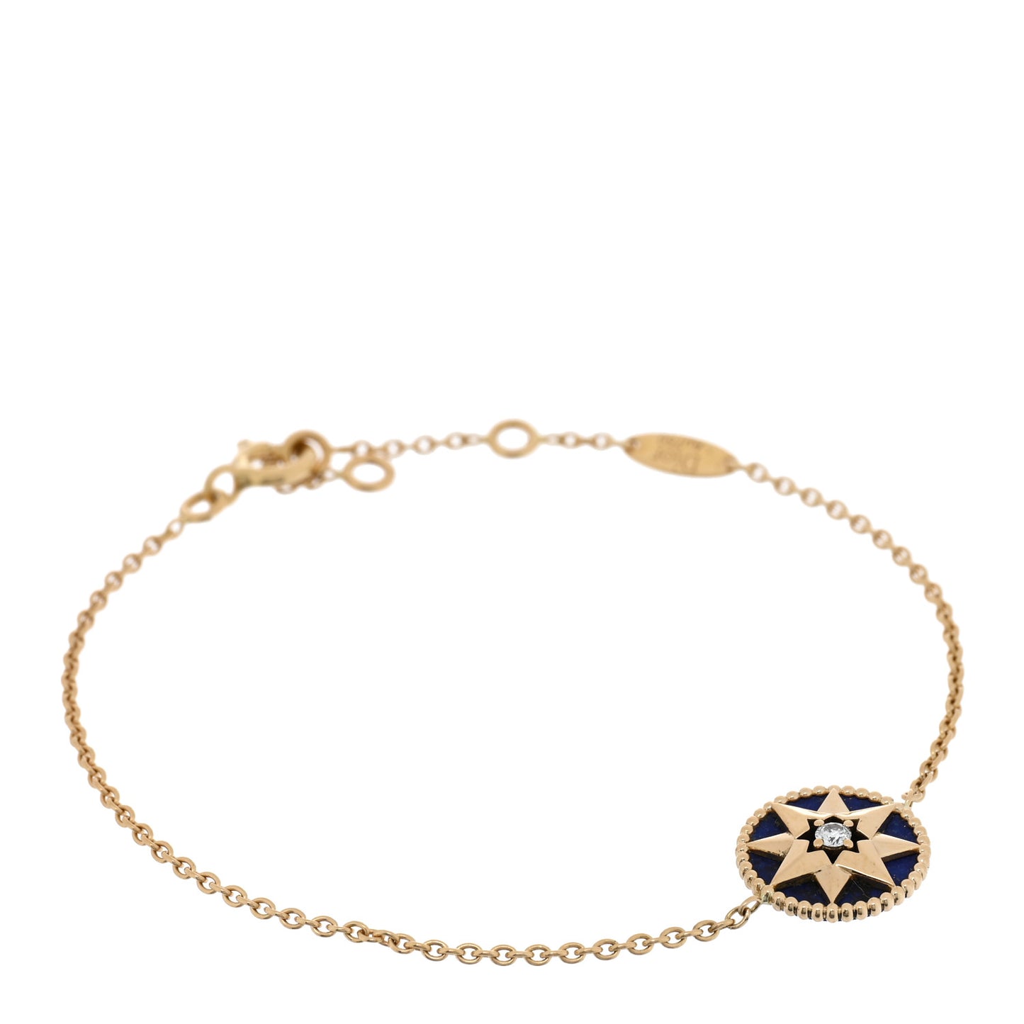 18K Yellow Gold Lapis Lazuli Diamond Rose Des Vents Bracelet