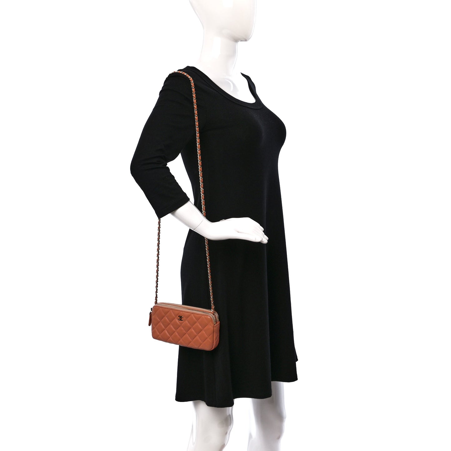 Lambskin Quilted Small Clutch With Chain Pink
