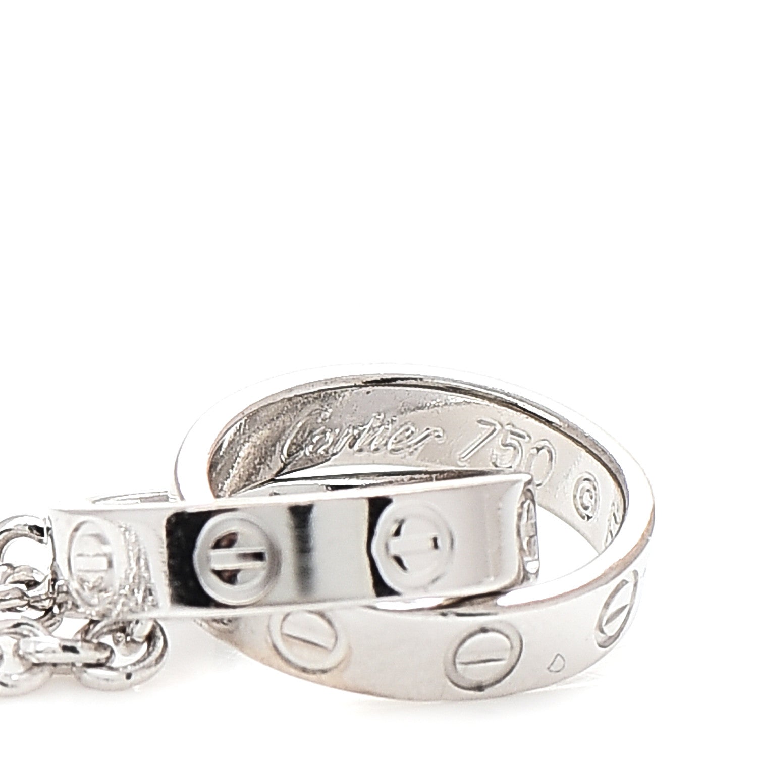 Cartier 18K White Gold Interlocking LOVE Necklace 6 of 7