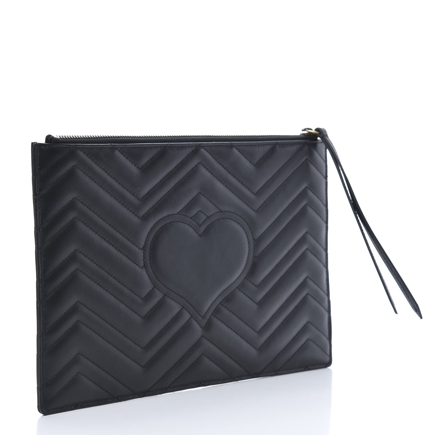 Gucci Calfskin Matelasse Large GG Marmont Zip Pouch Black 3 of 9