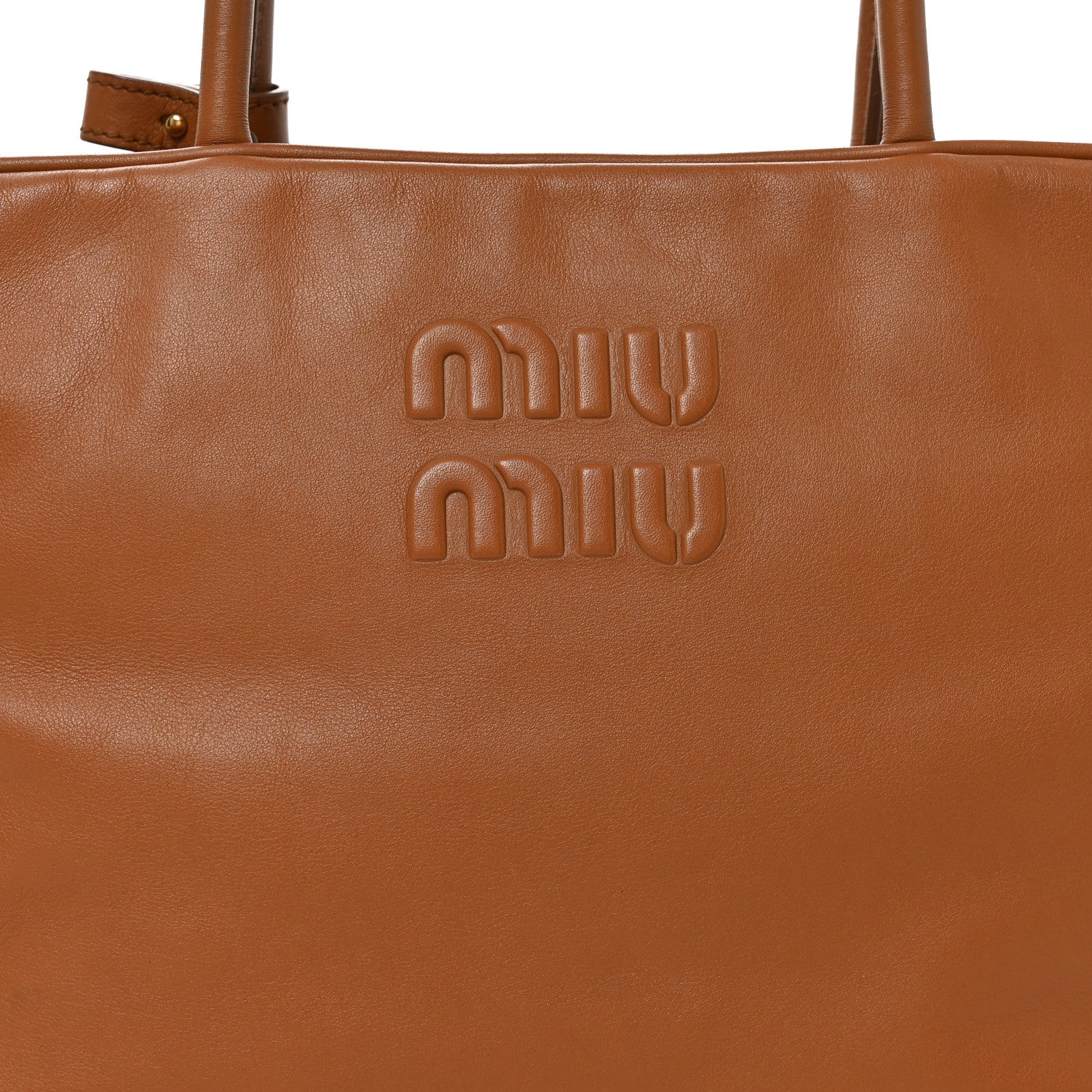 Miu Miu Soft Calf Softy Large Beau Top Handle Bag Cognac 7 of 9
