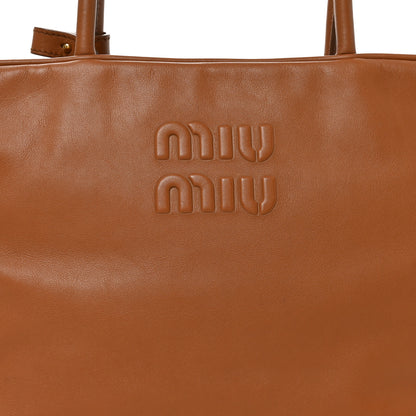 Miu Miu Soft Calf Softy Large Beau Top Handle Bag Cognac 7 of 9