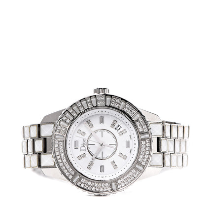 Christian Dior Stainless Steel Diamond Bezel Sapphire 33mm Christal Quartz Watch White 3 of 7