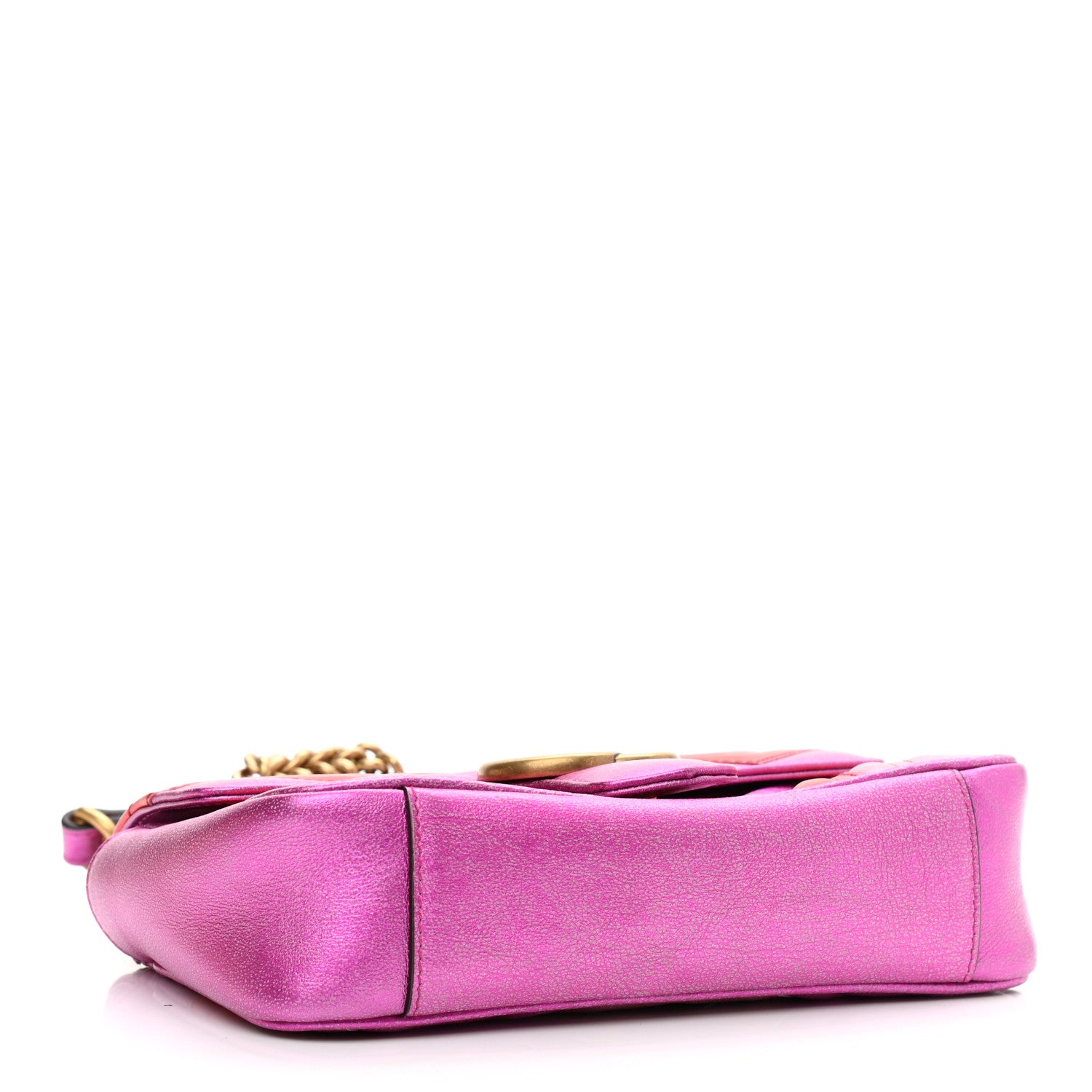 Gucci Metallic Calfskin Matelasse Mini GG Marmont Shoulder Bag Fuchsia 4 of 9