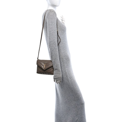 Saint Laurent Calfskin Y Quilted Monogram Toy Loulou Crossbody Bag Taupe 2 of 11