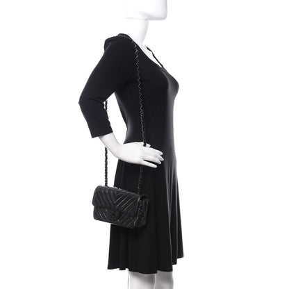 Chanel Patent Metallic Crumpled Calfskin Chevron Quilted Mini Rectangular Flap So Black 2 of 11