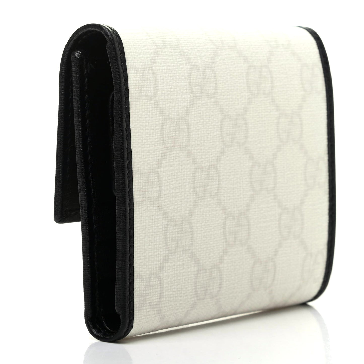 GG Plus Monogram Joy French Flap Wallet White Black