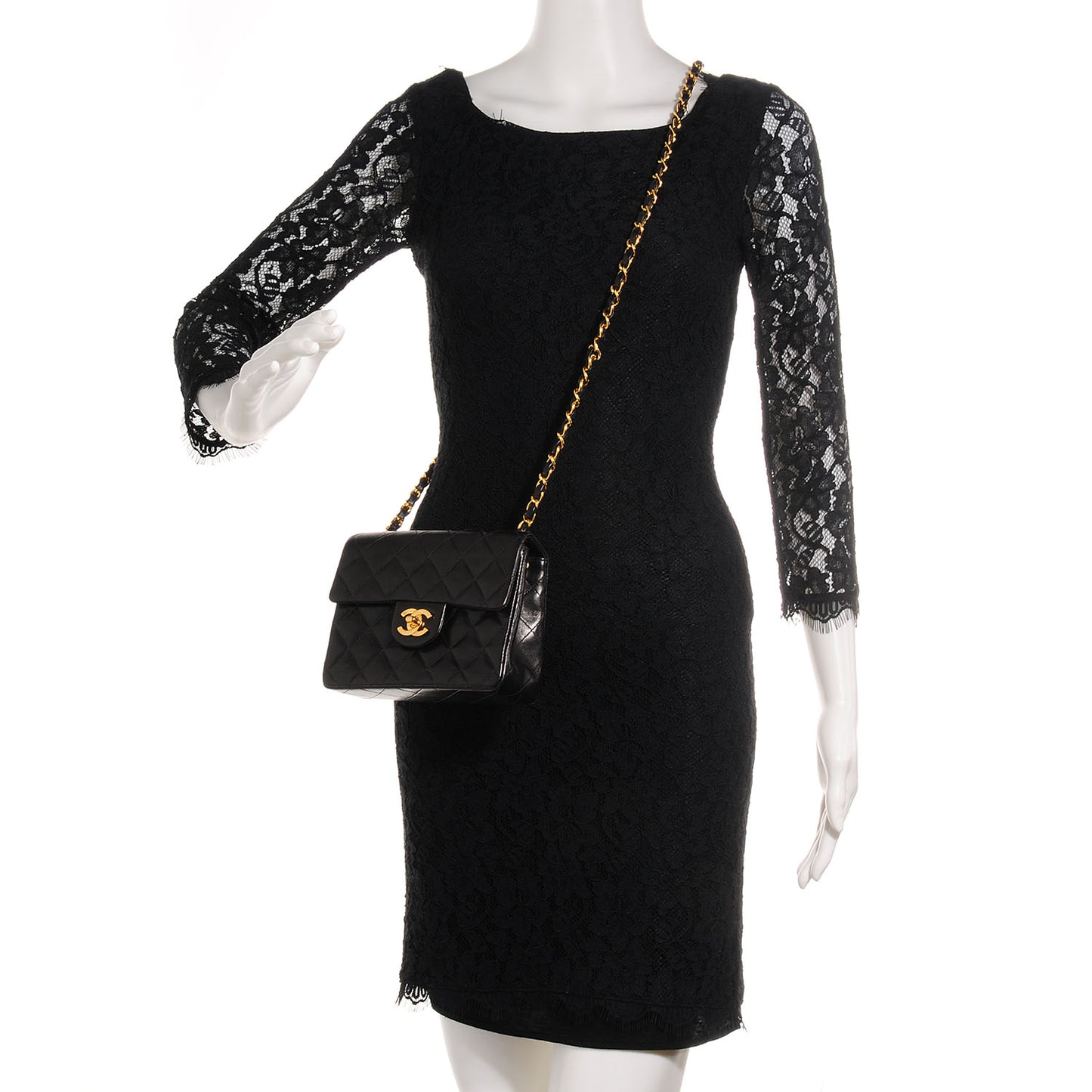 Lambskin Quilted Mini Square Flap Black