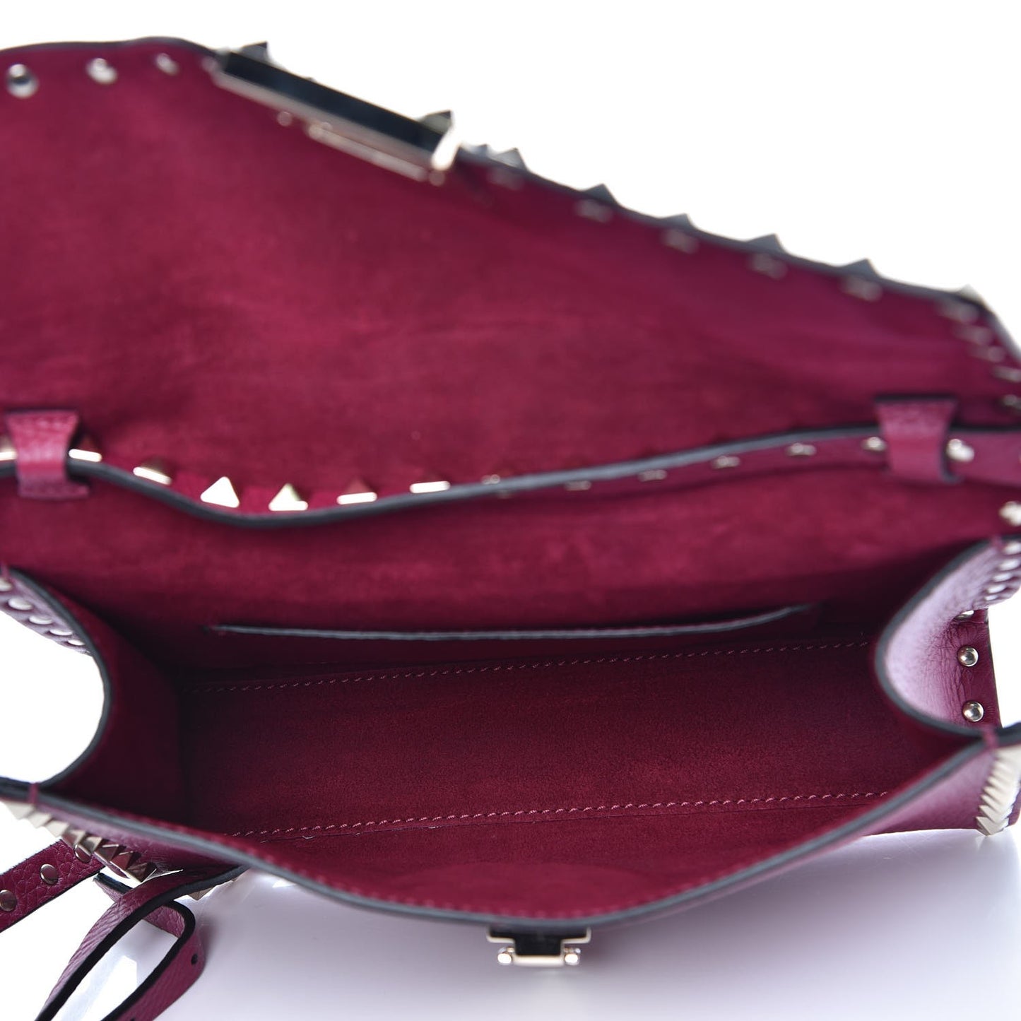 Pebbled Calfskin Medium Rockstud Flip Lock Crossbody Bag Camelia