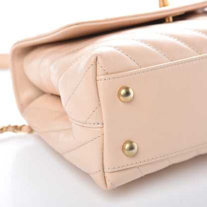 Chanel Calfskin Lizard Chevron Quilted Mini Coco Handle Flap Beige 9 of 11