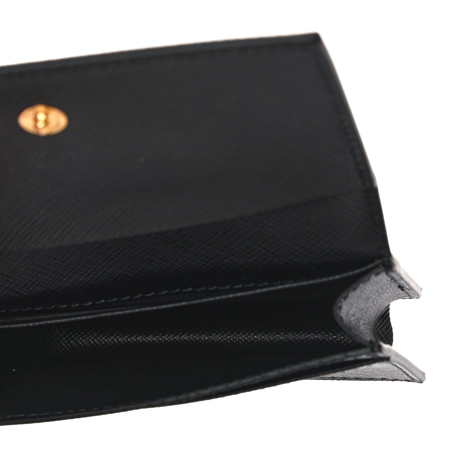 Prada Saffiano Shine Monochrome Metal Business Card Holder Black 5 of 10