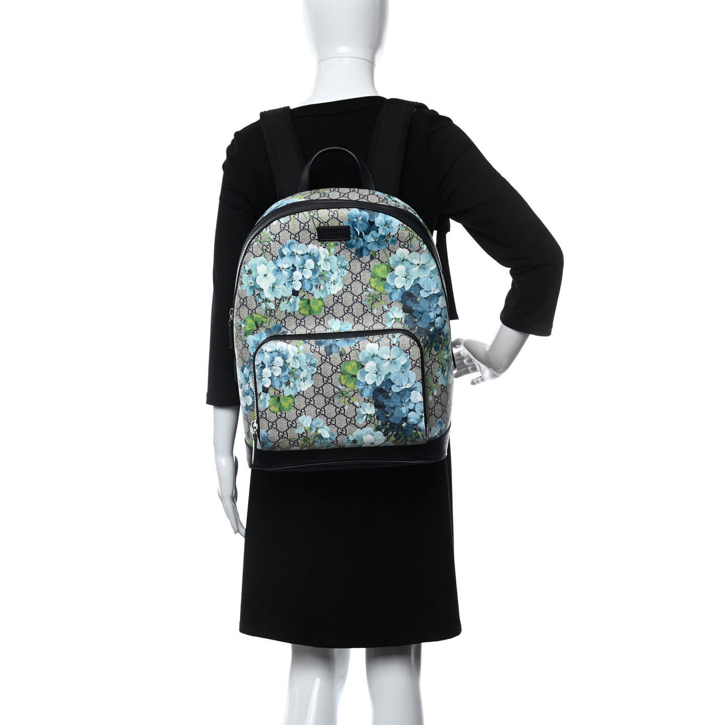 GG Supreme Monogram Blooms Medium Day Backpack Beige Blue Navy
