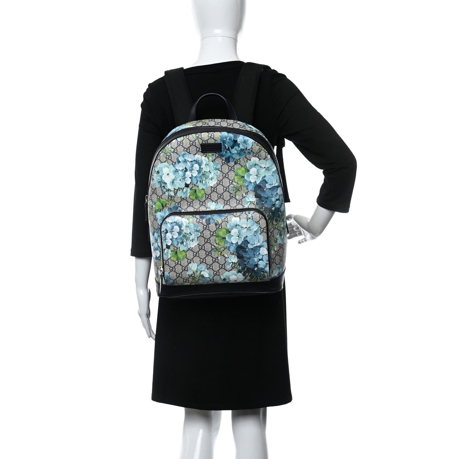 Gucci GG Supreme Monogram Blooms Medium Day Backpack Beige Blue Navy 2 of 12