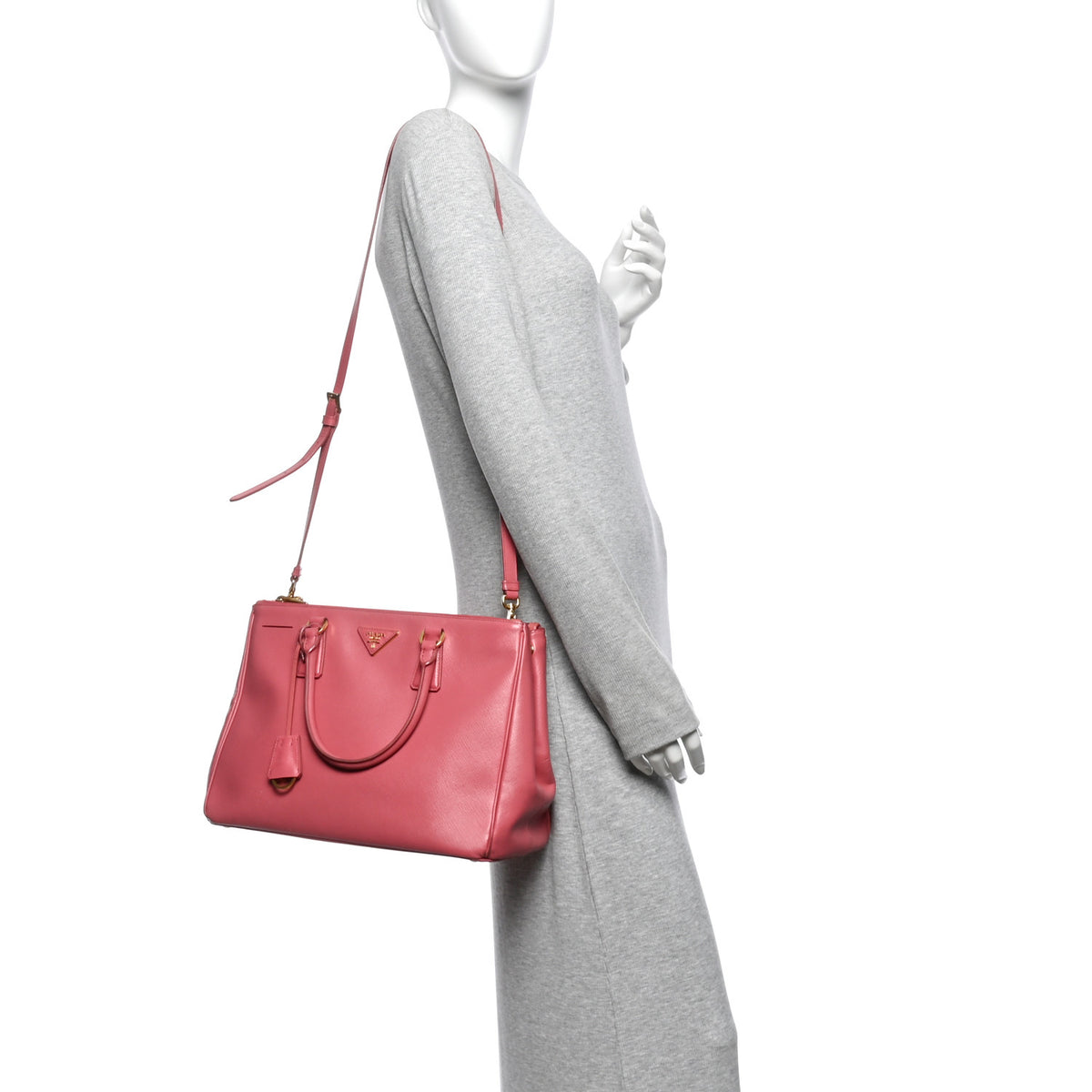 Saffiano Medium Galleria Double Zip Tote Geranio