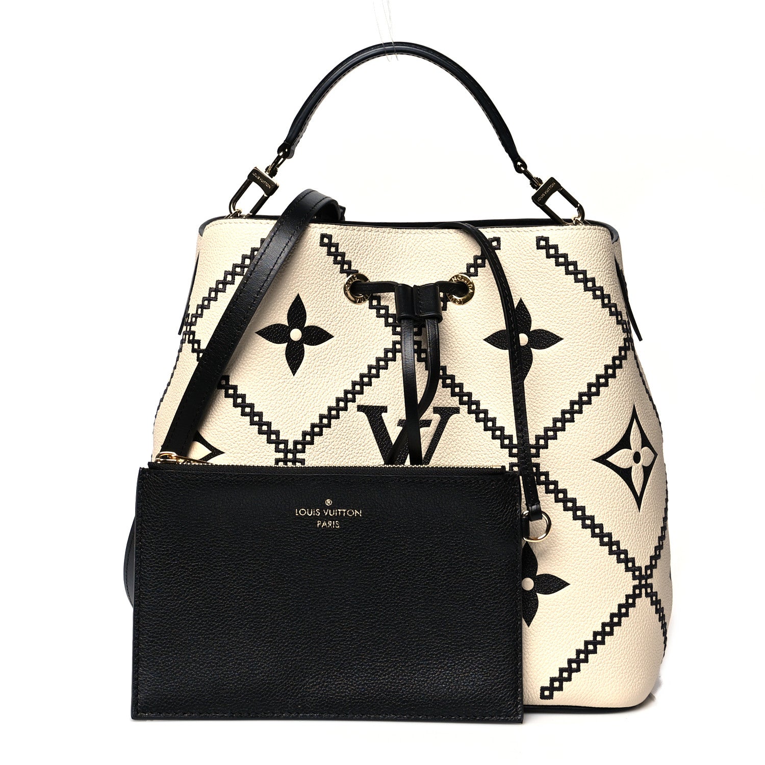 Louis Vuitton Empreinte Monogram Giant Broderies Neonoe MM Cream Black 1 of 9