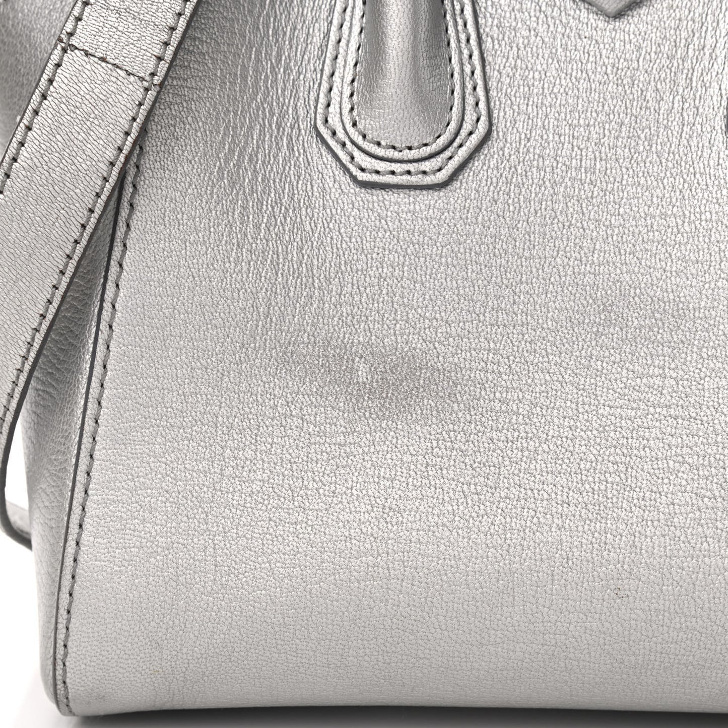 Metallic Sugar Goatskin Mini Antigona Silver