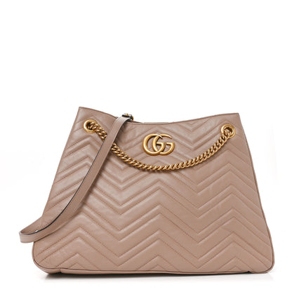 Gucci Calfskin Matelasse Medium GG Marmont Shoulder Tote Bag  Porcelain Rose 1 of 10