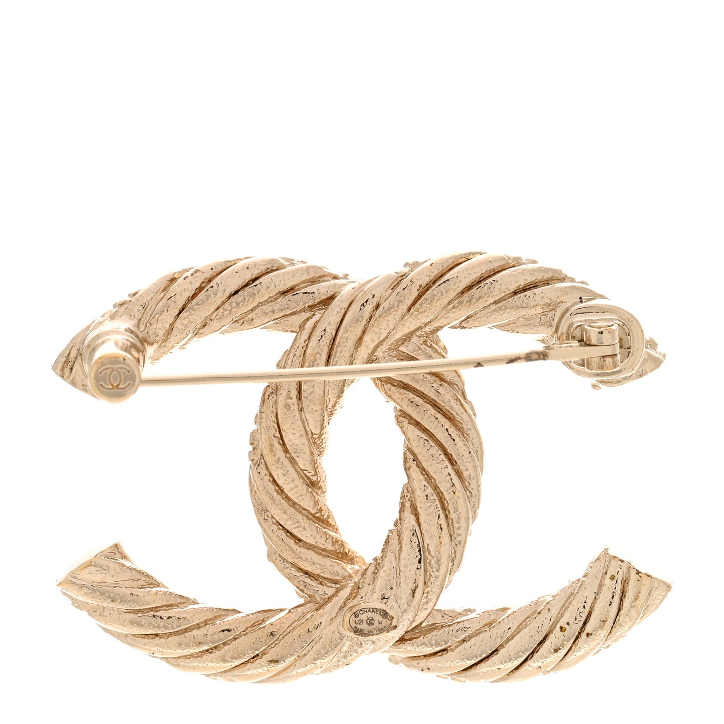 Twisted CC Brooch Light Gold