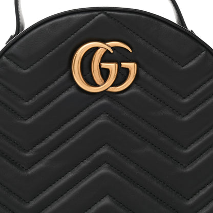 Gucci Calfskin Matelasse GG Marmont Dome Backpack Black 9 of 11