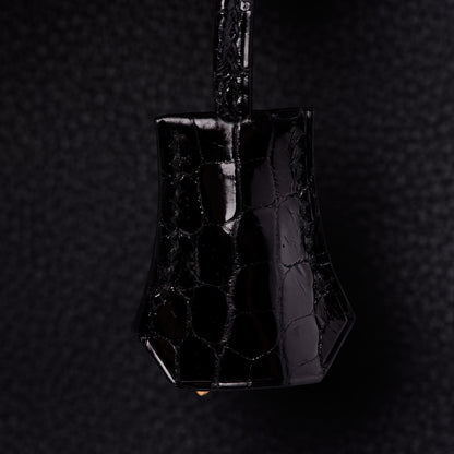 Hermes Taurillon Novillo Shiny Niloticus Crocodile Birkin Touch 30 Black 10 of 32