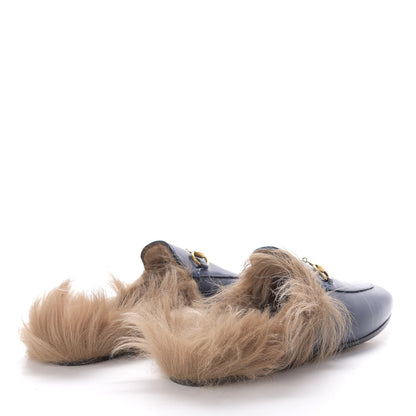 Gucci Malaga Kid Fur Womens Princetown Slippers 36.5 Blue Agata 4 of 9