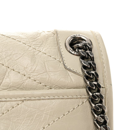 Saint Laurent Crinkled Calfskin Matelasse Monogram Medium Niki Chain Satchel Crema Soft 14 of 15